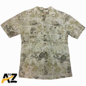 Men Calypso Joe Palm Island Wear Hawiiaan Short Sleeve Shirt Size M Medium